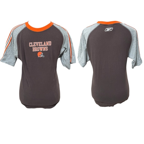 NFL Brown & Orange Cleveland Browns Logo Short Sleeve Tee Boy's Size M 10/12 - Picture 1 of 14